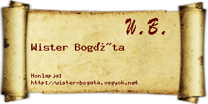 Wister Bogáta névjegykártya